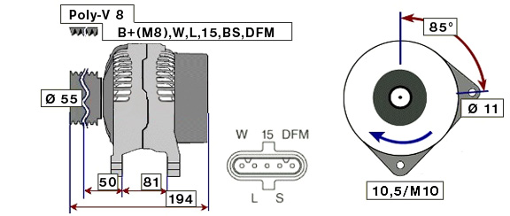 Alternátor 24V/80A PK8 DAF LF45/LF55